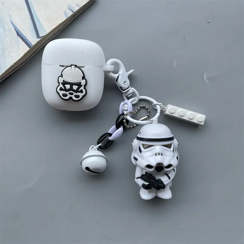 Funda de silicona de dibujos animados en blanco y negro para JBL TUNE FLEX / Tune 220 225, funda protectora para auriculares inalámbricos Bluetooth con llavero - imagen 4