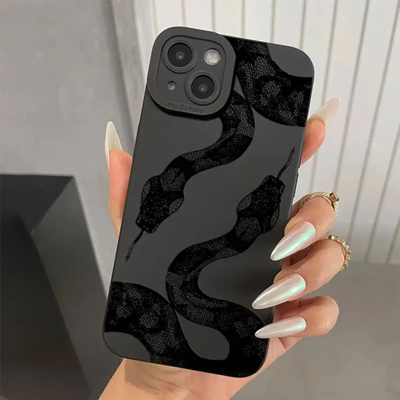 Funda de teléfono con diseño de serpiente divertida para iPhone 17 Air 16 15 14 Pro Max 13 12 11 Pro Max 8 7 Plus 16E SE2 XS XR X, funda suave mate - imagen 2