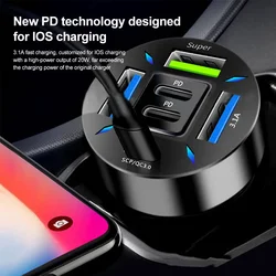 Cargador USB para coche con carga rápida y voltímetro