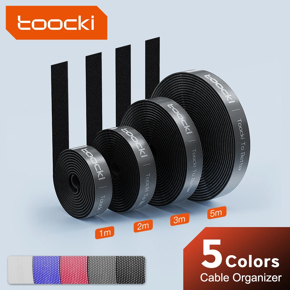 Toocki-organizador de cables de 5m, organizador de gestión de cables de corte libre con Clip para iPhone, Audio, vídeo, HDMI, varios tipos de cables