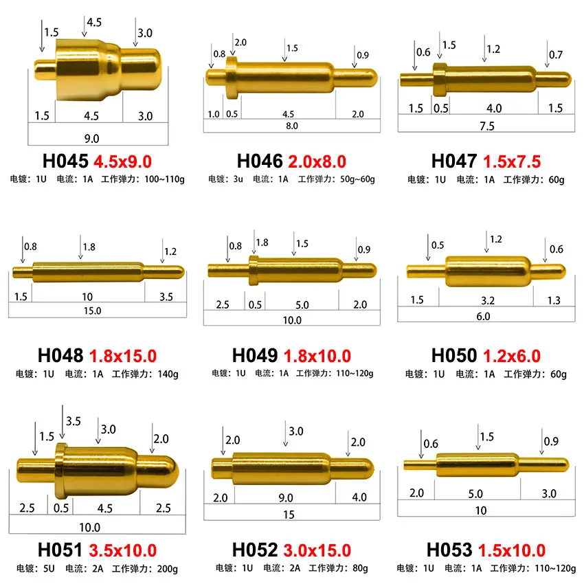 10 Uds conector Pin Pogo batería Pogopin contacto de carga de resorte SMD DIP PCB 6 7 7,5 8 9 10 11 11,5 12 15 24mm sonda de resorte de prueba - imagen 4