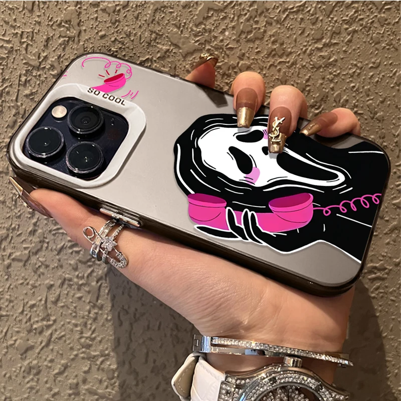 Funda de PC chapada para iPhone 17 Air 16 15 11 12 14 13 Pro Max XS X XR Plus 8 7 SE 2020 Scary Death Scream Ghost cubierta a prueba de golpes - imagen 3