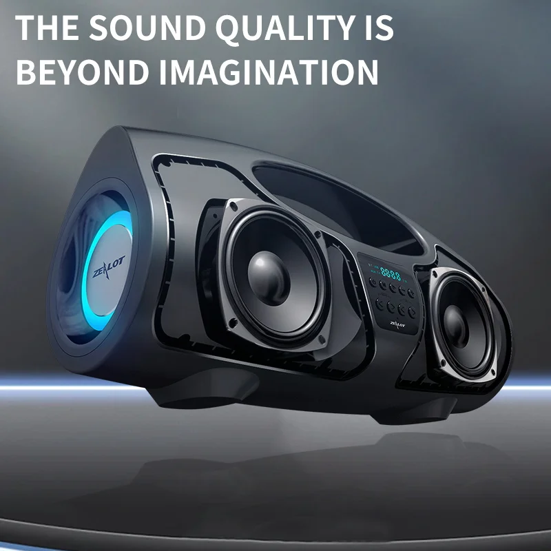 Altavoces inalámbricos ZEALOT P1 de 40 W con micrófono, altavoz subwoofer portátil para exteriores, emparejamiento dual, batería de 7200 mAh. - imagen 2