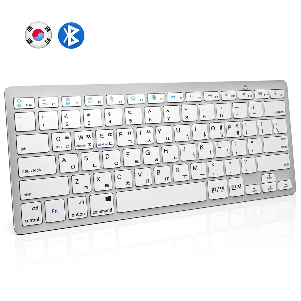 Portátil Delgado Diseño Coreano Inglés Teclado Bluetooth Luz Inalámbrica para iPhone iOS Android Windows Smart TV - Teclado Luz - imagen 3