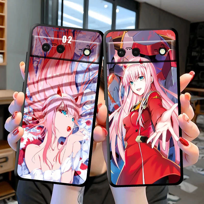 Funda de teléfono DARLING In The FRANXX para Google Pixel 9 8 7 Pro 6 Pro 6A 5A 5 4 4A XL 5G, Fundas suaves negras - imagen 3