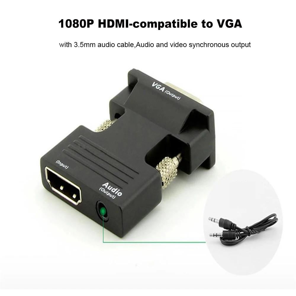 Adaptador convertidor HD 1080P VGA a HDMI, Compatible con Audio para PC, portátil a proyector HDTV - imagen 3