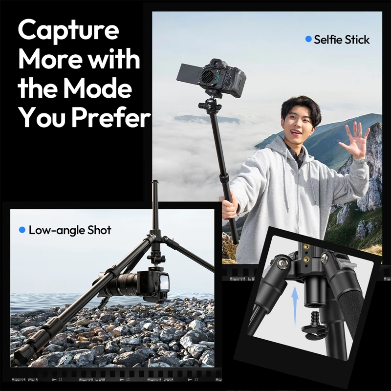 Ulanzi TT53 1,8 M viajero Uka trípode ligero con cabeza de bola UKA cámara DSLR trípode plegable soporte 3 KG - imagen 5