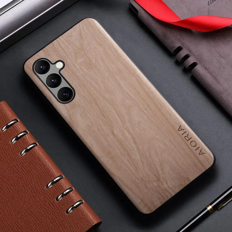 Funda para Samsung Galaxy A55 A73 A72 A71 A70 A42 A41 A40 A34 A33 A32 A31 A30 A24 A22 A21 A12 5G Funda de cuero con patrón de madera de bambú - imagen 2