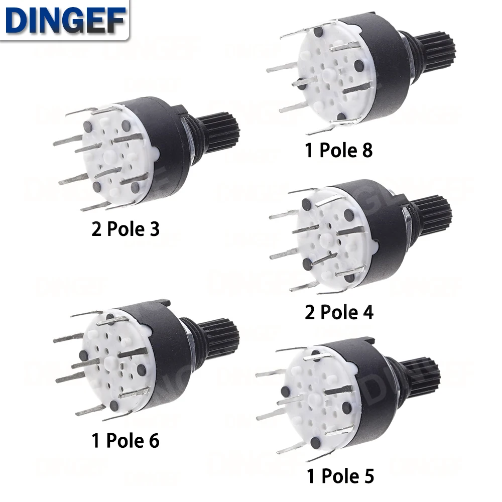 1 Uds 1/2 polos 3/4/5/6/8 posiciones RS16 16mm interruptor de banda giratoria 16MM DC60V 0.3A 15mm eje flor interruptor redondo - imagen 4