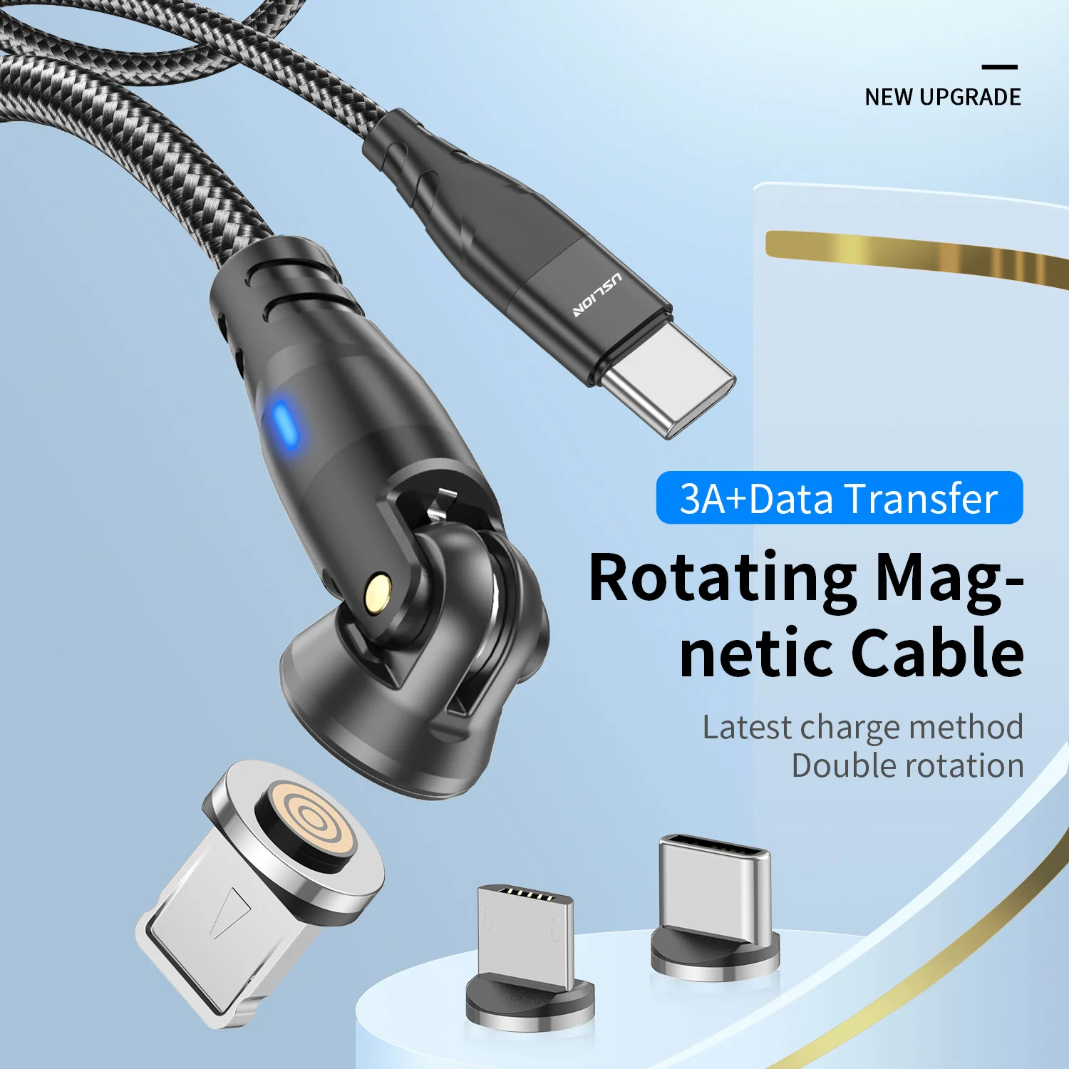 USLION PD 60W Cable de carga rápida magnético USB C a tipo C Cable de datos micro para iPhone 16 1Pro Max Xiaomi 15 Oneplus 13 POCO X7