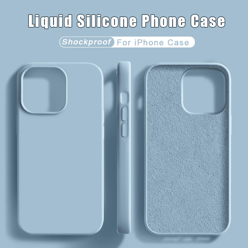 Funda de teléfono de silicona líquida de lujo para For iPhone 15, 13, 12, 11, 14 Pro Max, cubierta de parachoques, 15 Plus, Fundas protectoras a prueba de golpes, accesorios - imagen 2