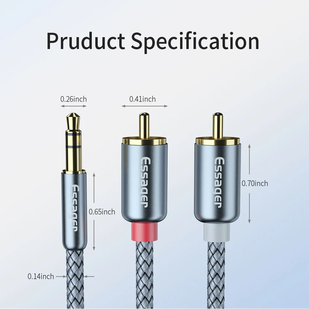 Essager Cable 3.5mm a 2RCA – Divisor Audio para TV y PC