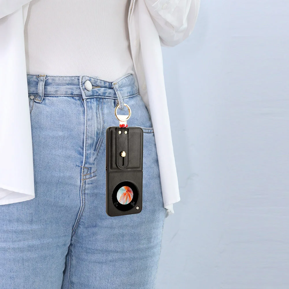 Funda de cuero con soporte de pulsera de lujo para ZTE Nubia Flip 5G, funda con anillo abridor, Coque Fundas Capa - imagen 5