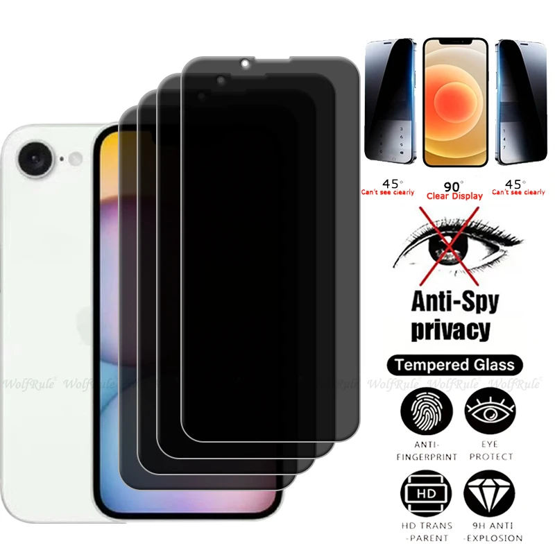 4 Uds para iPhone 16e vidrio iPhone 16e vidrio templado privacidad Anti-espía HD 9H cubierta Protector de pantalla de teléfono para iPhone 16e iPhone16e