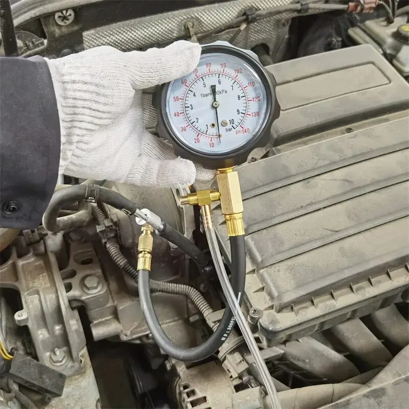 Kit de medidor de presión de combustible para motocicleta, inyector de motor automotriz, bomba de prueba, manómetro de inyección de Gas de gasolina, juego de herramientas, 140PSI - imagen 2