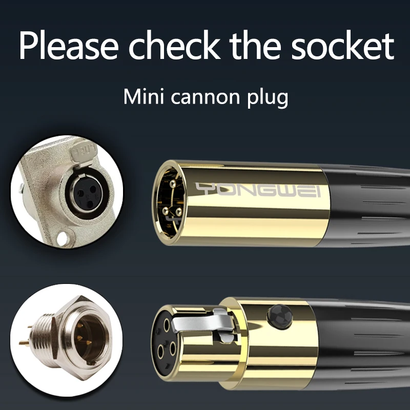 YONGWEI Altavoz Audio profesional micrófono línea enchufe Mini XLR conector 3 pines 4 pines Mini enchufe macho XLR equilibrado - imagen 4