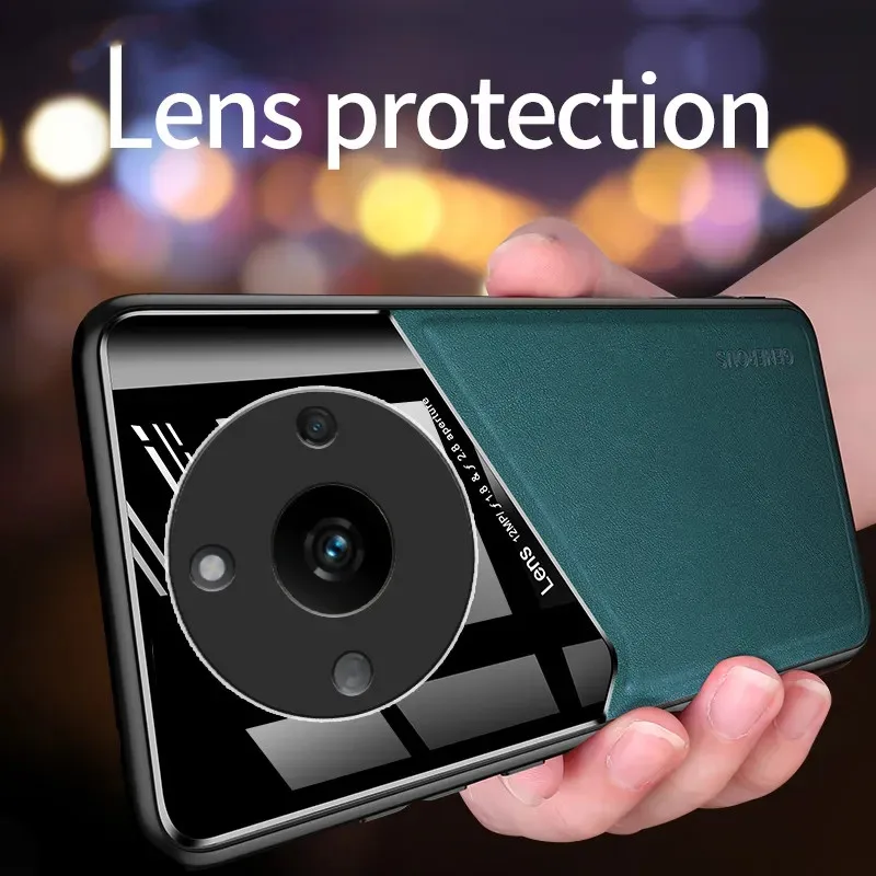 Leather Texture Case For Realme 11 5G Realme 11 Pro Plus 10 9 9i Cover With Car Magnetic Coque Fundas Capa - imagen 2