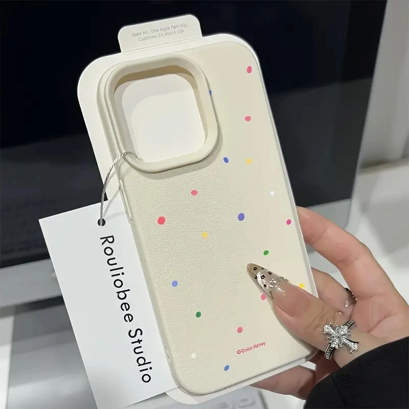 Funda de teléfono de TPU con patrón de lichi y punto ondulado para iPhone 17 Pro Max 16 15 14 13 12 11 16E XS X XR 16 Plus, funda de caramelo suave de aire - imagen 2