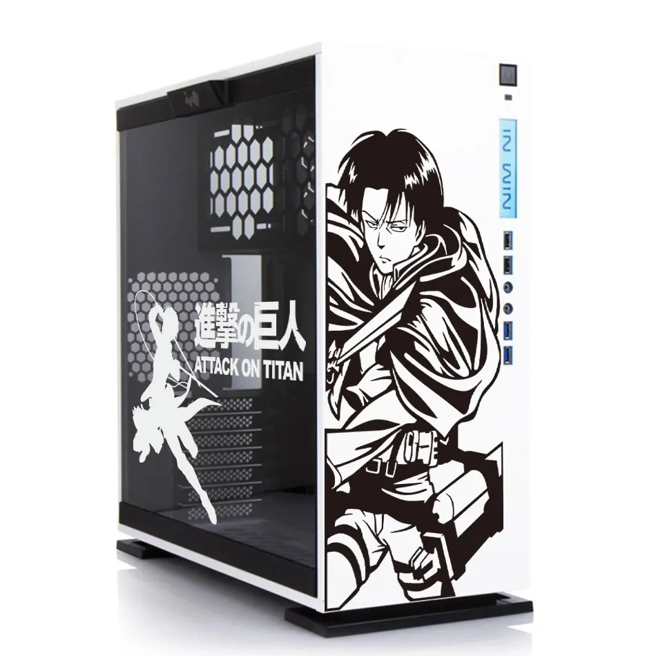 Levi Ackerman-pegatinas de Anime para funda de PC, calcomanías de vinilo de decoración de dibujos animados personalizados, piel de chasis de computadora Atx, impermeable - imagen 3