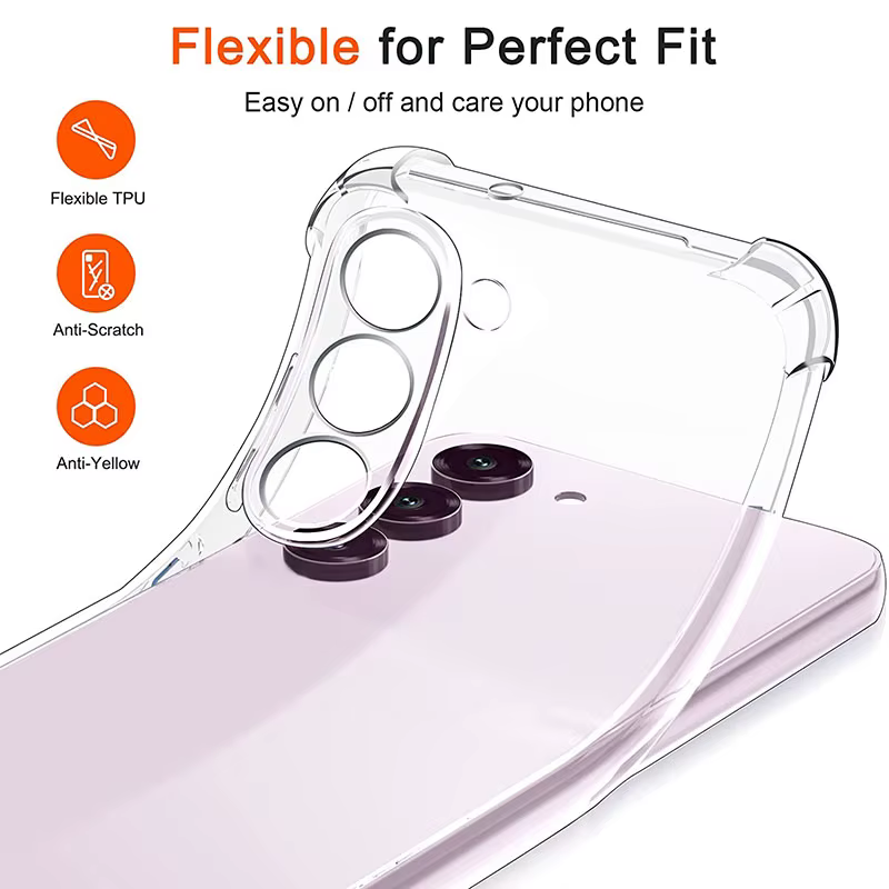 Fundas de teléfono para Samsung S25 Edge S24 S23 Ultra S22 S21 FE S20 Plus funda Galaxy A55 A15 A05 A54 A52 A35 A25 cubierta trasera fina transparente - imagen 3