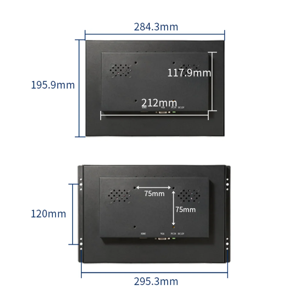 Pantalla táctil LCD de montaje en pared de 12,1 pulgadas, Monitor de marco abierto de carcasa metálica de 1280x800 para cajero automático/fábrica inteligente con entrada HD VGA - imagen 3