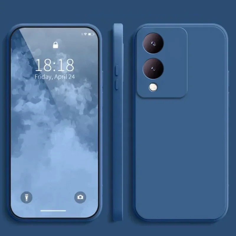 Caja de teléfono de silicona líquida mate ultrafina de color sólido para Vivo Y17S cubierta suave de silicona TPU