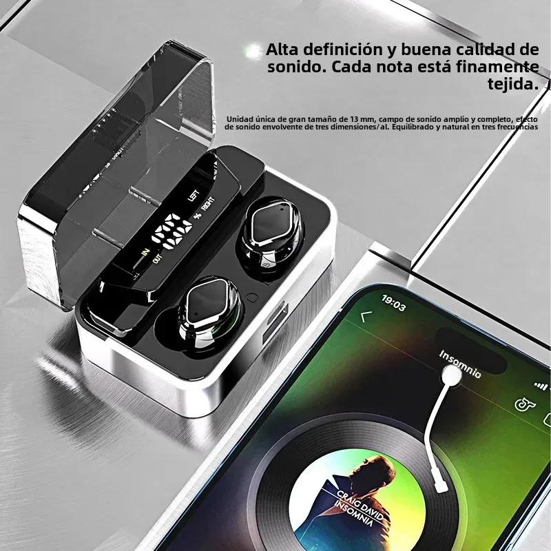 Auriculares inalámbricos con Bluetooth, cascos TWS con micrófono estéreo deportivos, intrauditivos con Control táctil, Larga modo de reposo, llamadas HD, juego - imagen 4