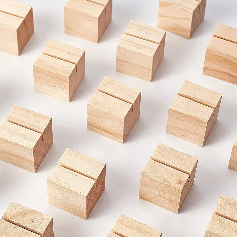 Portatarjetas de madera de 60 piezas, soportes de madera maciza para colocar tarjetas, etiquetas de nombre, imágenes, Postales - imagen 2