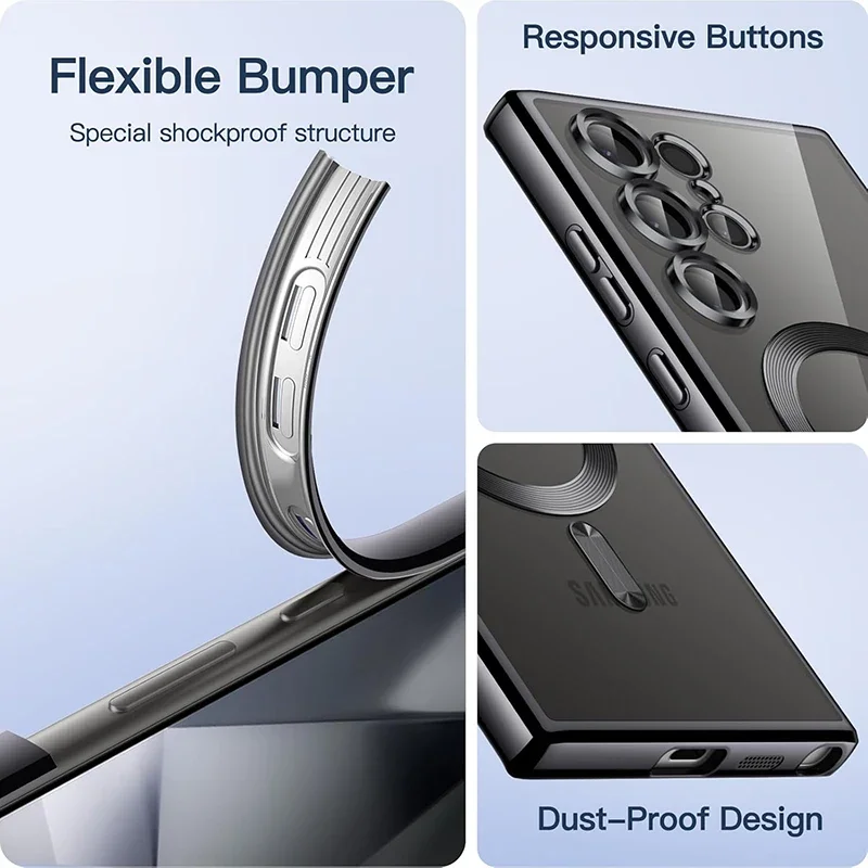 Funda magnética transparente chapada de lujo para Samsung Galaxy S25 S21 S22 S23 S24 Ultra Plus, funda de silicona - imagen 5