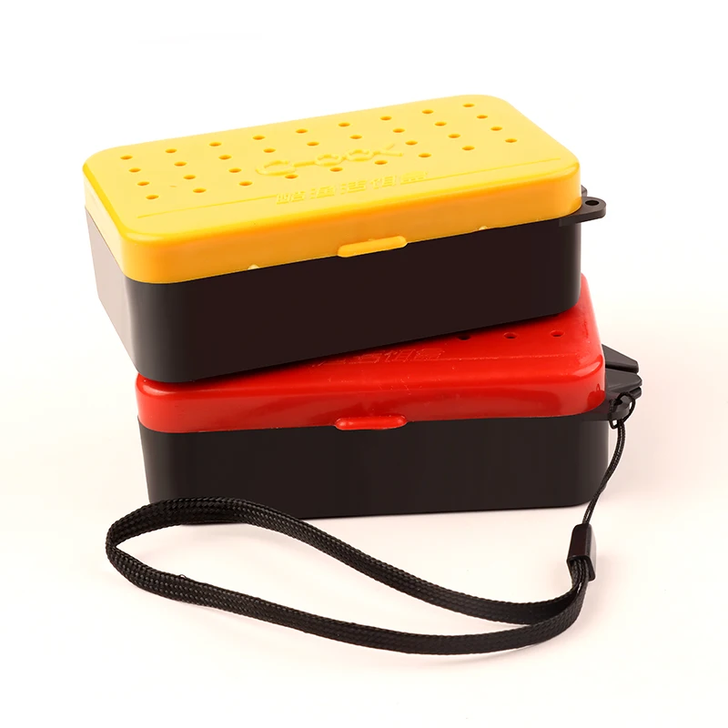 Caja de lombriz de pesca + 1 bolsa de ganchos, caja de almacenamiento de cebo de señuelo de pescado, estuche de almacenamiento transpirable multifuncional con herramienta de cuerda colgante, 1 ud. - imagen 5