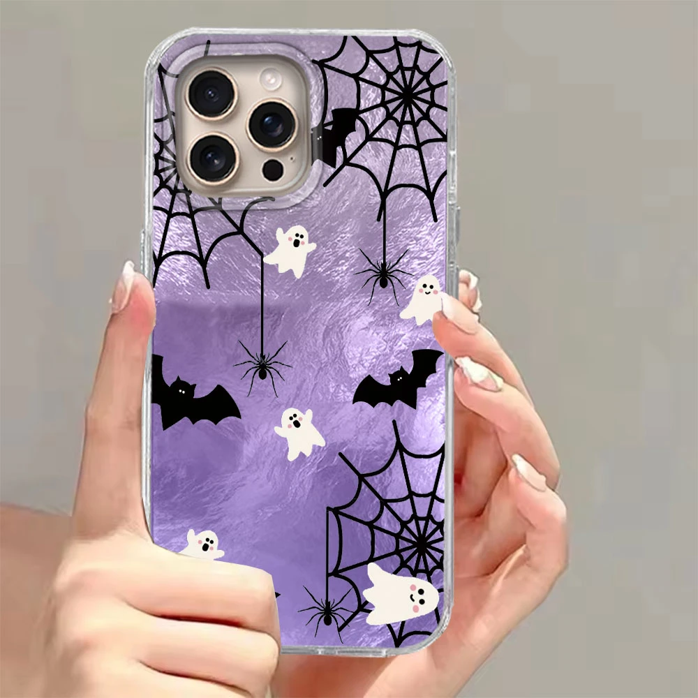 Funda de teléfono con diseño de fantasma de Halloween de dibujos animados para iPhone 16 15 14 13 12 Pro Max 7 8 Plus 11 16e X XS XR SE, funda a prueba de golpes - imagen 2