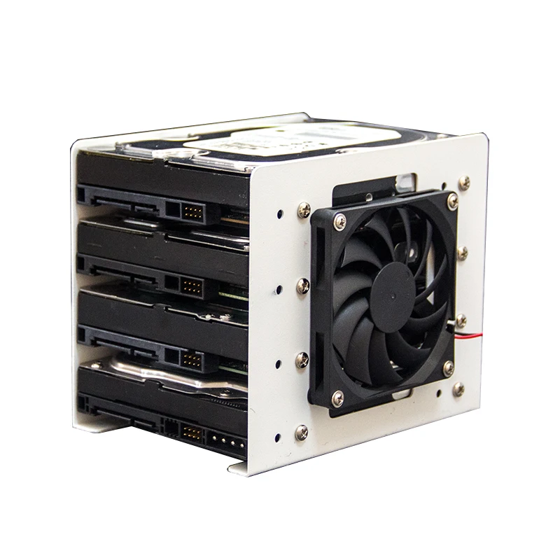 Soporte de disco duro 4F 3,5, soporte de expansión para chasis de ordenador, ventilador de refrigeración, disco duro mecánico, soporte de metal, estante blanco y negro - imagen 2