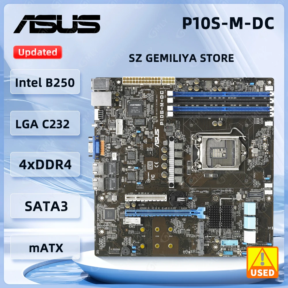 Placa base para servidores ASUS P10S-M-DC intel C232 LGA 1151 DDR4 64GB micro ATX compatible con cpu Intel Xeon serie E3-1200