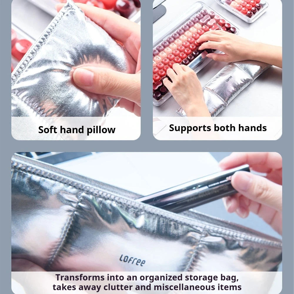 Lofree Cloud bolsa de almacenamiento soporte de mano chica alta apariencia tipo muñequeras almohada de mano acolchada gruesa - imagen 2