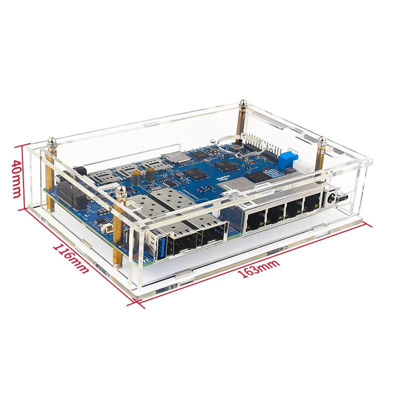 Banana Pi-carcasa acrílica BPI-R4, carcasa transparente opcional, ventilador PWN, radiador, enfriador pasivo activo para R4 - imagen 3