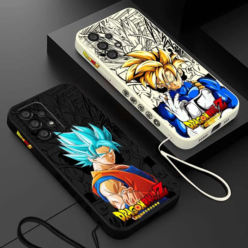 Funda artística d-dragon Balls Saiyan para Samsung Galaxy A71 A55 A54 A53 A51 A50 A40 A15 A14 A06 5G, funda de teléfono con cuerda izquierda líquida