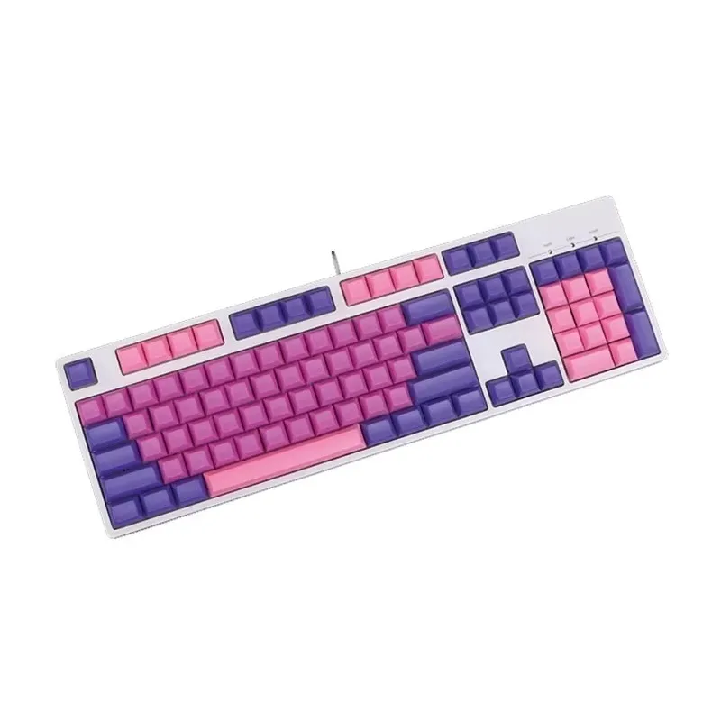 Juego de 104 teclas JKDK, teclas rosas y moradas, teclas en blanco con subcama de tinte PBT, perfil DSA, teclas no impresas para diseños ANSI 61 87 104 - imagen 2