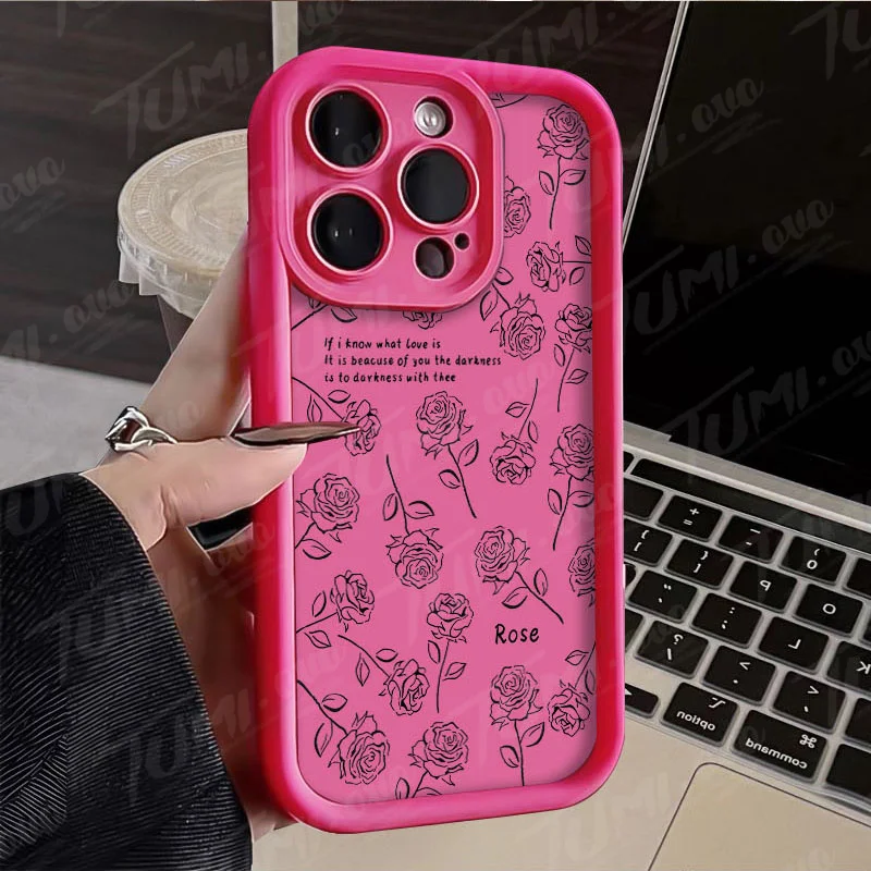 Funda de teléfono mate con lazo y flor rosa para Xiaomi POCO X6 X5 X4 GT F3 F4 F5 M6 Pro X3 NFC Mi 13T 12T 11T 13 12 11 Lite 5G NE - imagen 2