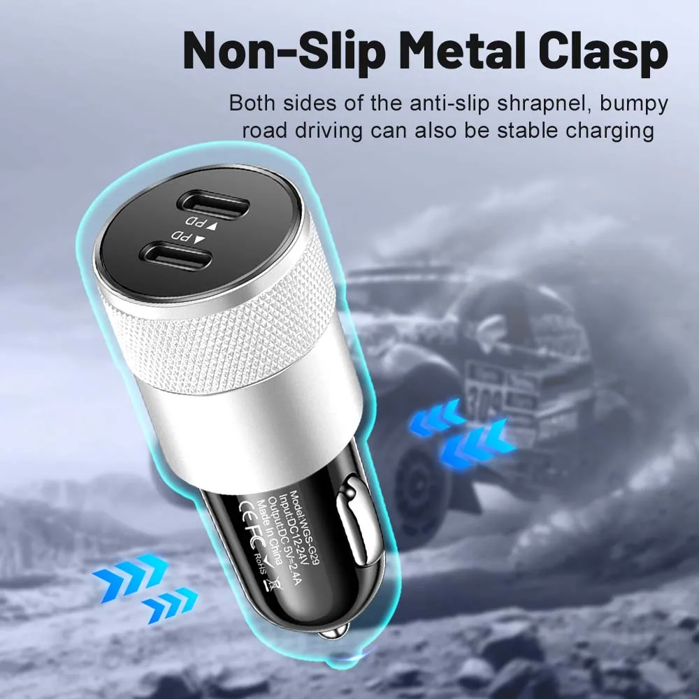 Cargador de coche 3.1A PD USB tipo C adaptador de cargador de teléfono de coche de carga rápida para iPhone Xiaomi Samsung cargador rápido - imagen 5