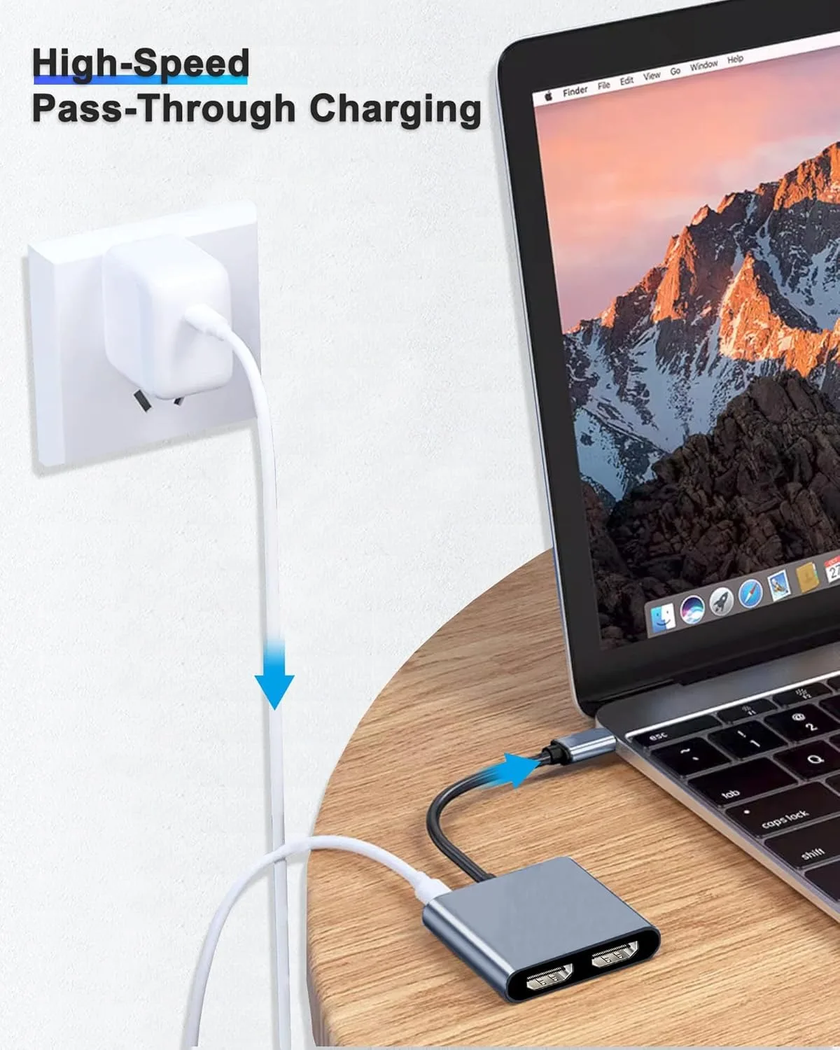 Adaptador de pantalla USB C a Dual 4K HD, estación de acoplamiento Thunderbolt3, Hub, dos monitores para ordenador portátil Windows 10/11, espejo y modo extendido - imagen 4