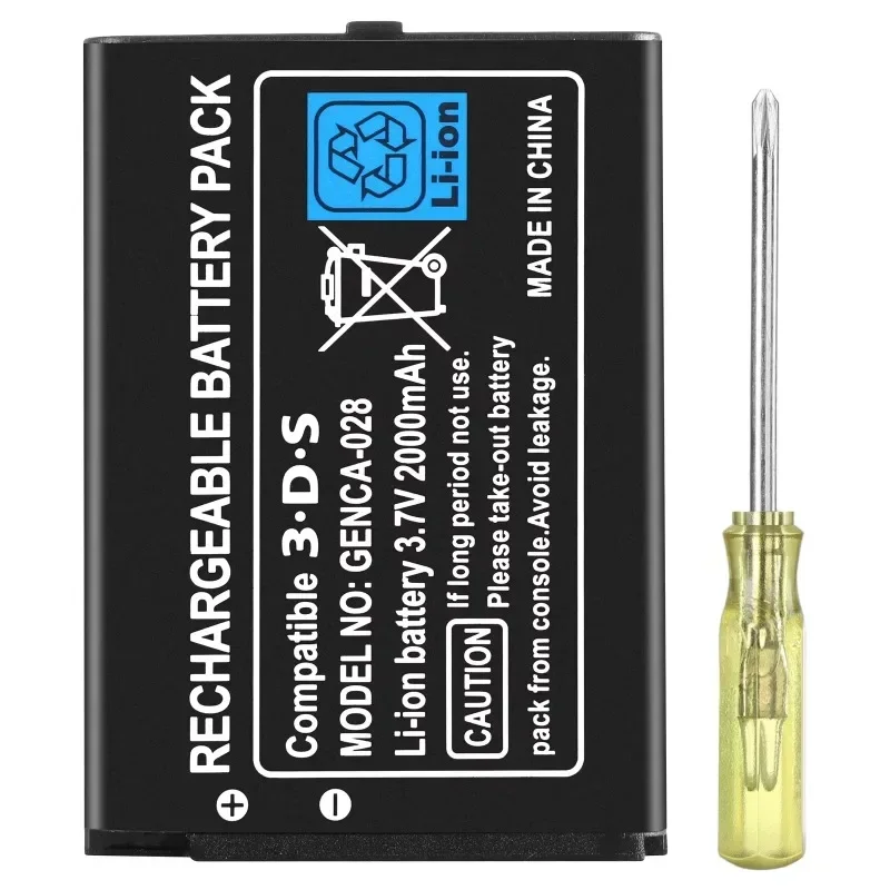 Paquete de batería de iones de litio recargable, 3,7 V, 2000mAh, batería de repuesto para Nintendo 3DS, con destornillador - imagen 3