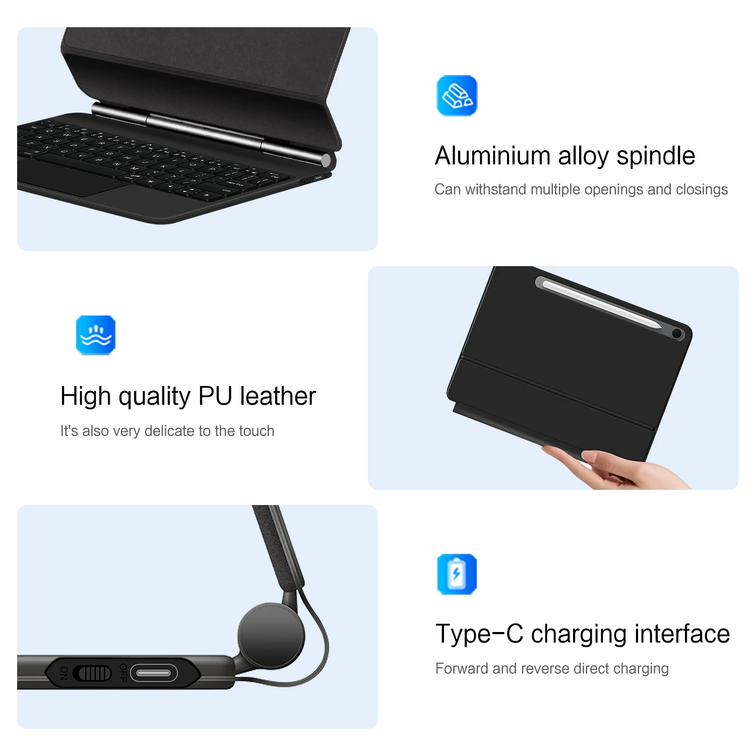 Teclado mágico para Samsung Galaxy Tab S10 Lite, funda para tableta SM-X400 SM-X406B de 10,9 pulgadas para Tab S9 FE/ S10 FE de 10,9 "S8 S9 11" - imagen 4
