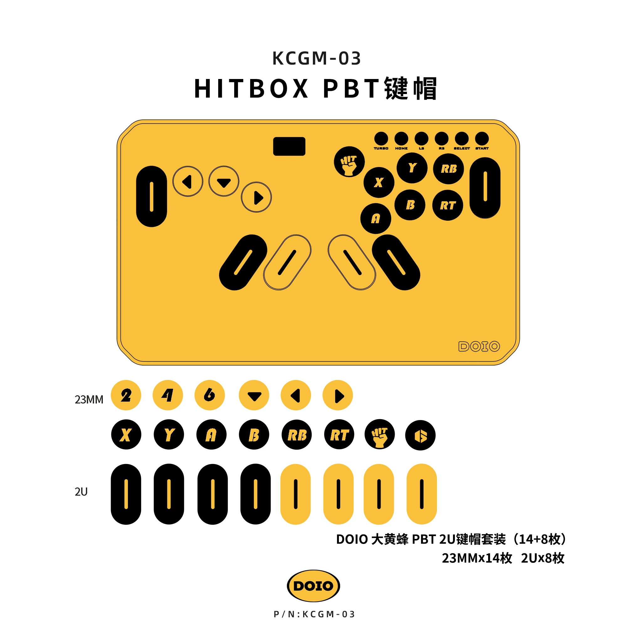 Doio Hitbox KCGM-03 Mini teclas de teclado 19 teclas PBT sublimación juego de teclas personalizado juego de Arcade PC Gamer accesorios regalos - imagen 5