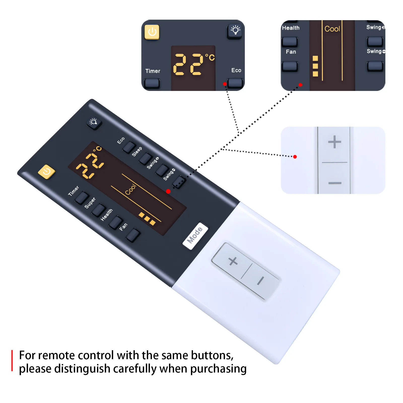 Nuevo Control remoto para aire acondicionado IFB IACI18SA3G3C1 / IACI18GB5G3C con retroiluminación - imagen 5