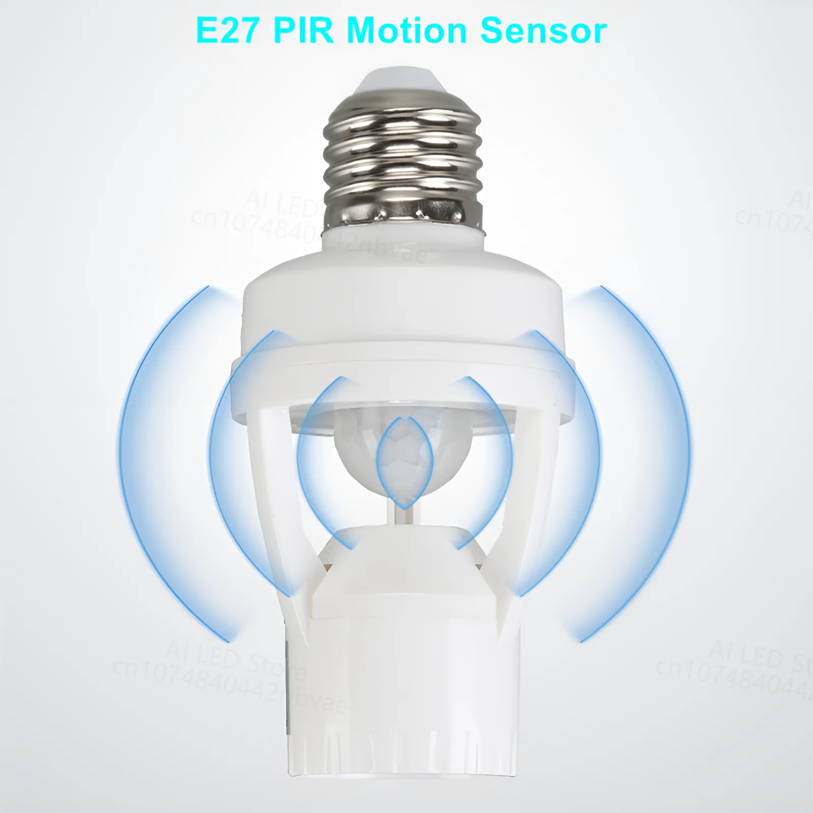 Sensor de movimiento infrarrojo PIR inteligente, soporte de Base de lámpara LED con interruptor de Control de luz, adaptador de enchufe de bombilla, AC110V, 220V, E27