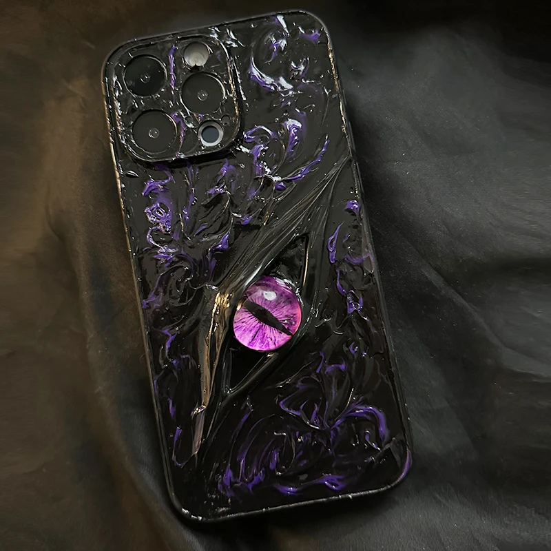 Funda de teléfono de silicona suave con diseño de ojo de demonio fantasma de lujo protección para 16ProMax 14Pro tridimensional realista 1ProMax pareja