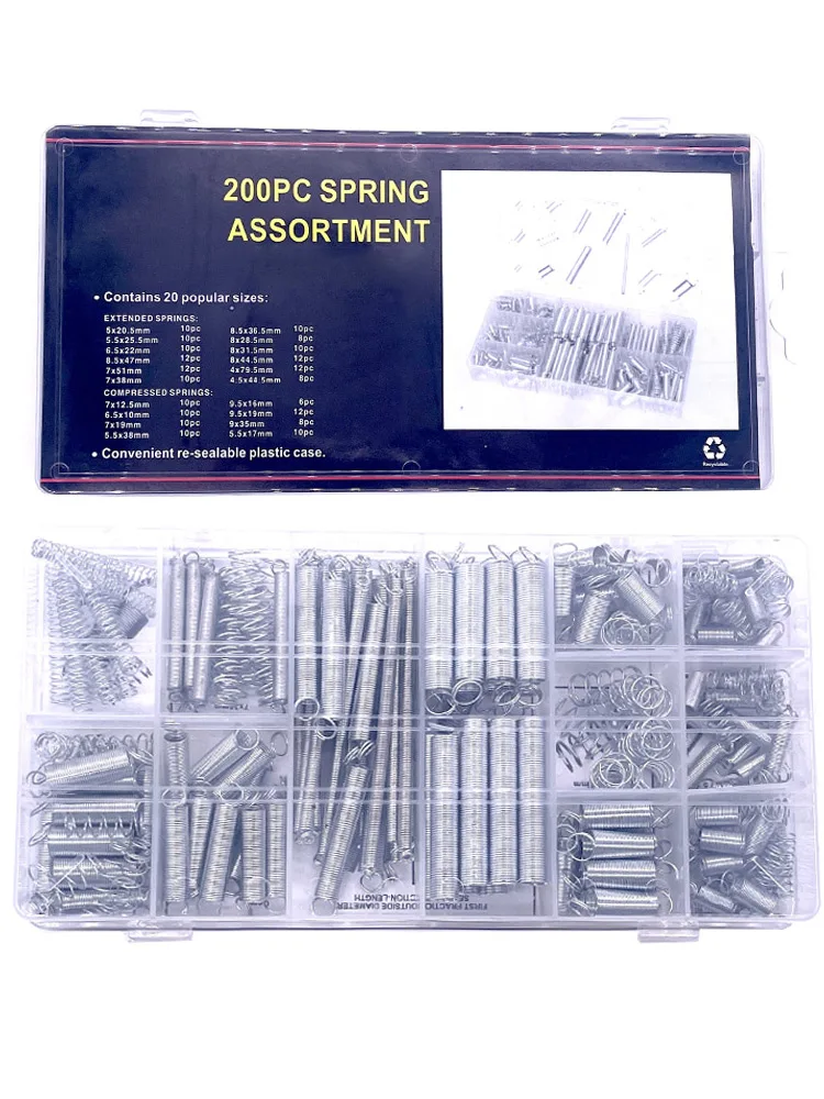 Kit de resorte de tensión de resorte de compresión de hardware eléctrico, juego de resorte de extensión y torsión, 200 Uds. - imagen 5