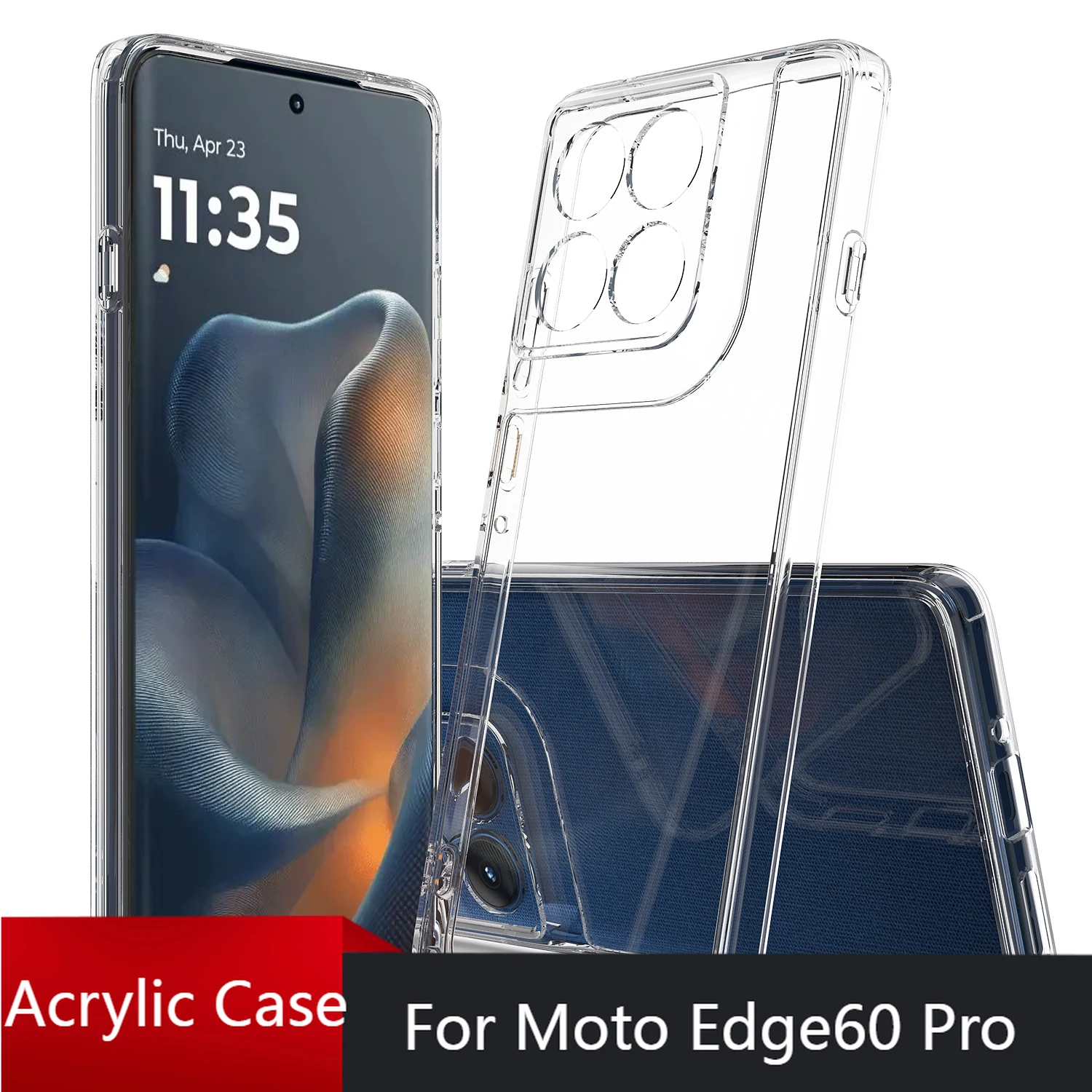 Funda para Moto Edge60 Pro 5G PC acrílico transparente a prueba de arañazos protección de cámara cubierta dura para Motorola Edge 60 Pro 5G