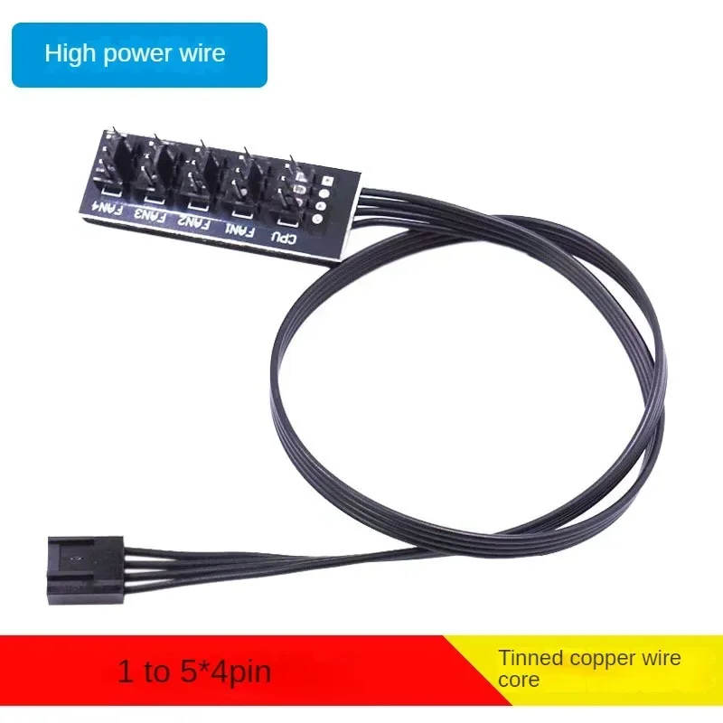 Cable de alimentación divisor de concentrador de ventilador PWM de 4 pines, Cable de extensión de carcasa de refrigeración de CPU de PC de 1 a 5 vías para carcasa de ordenador ATX de 4 pines y 3 pines - imagen 2