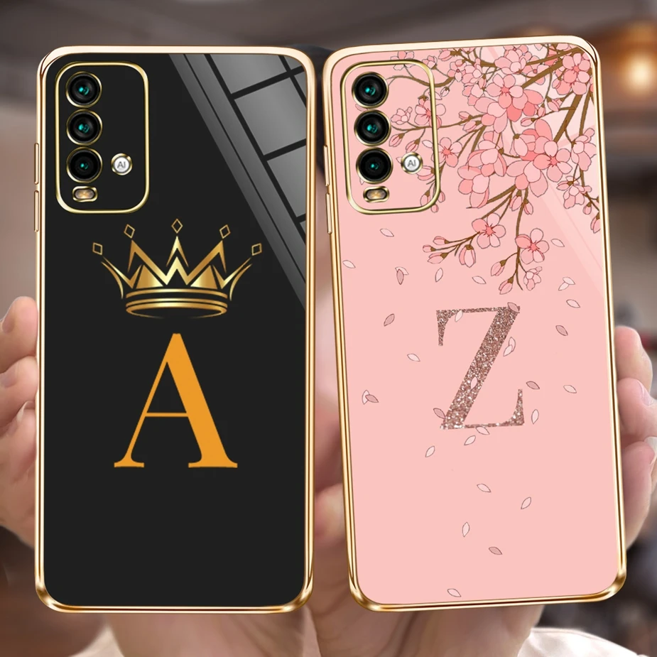 Para Xiaomi Redmi 9T funda bonita 26 letras funda suave delgada plateada funda de teléfono para Xiaomi Redmi 9T Redmi9T contraportada Fundas parachoques